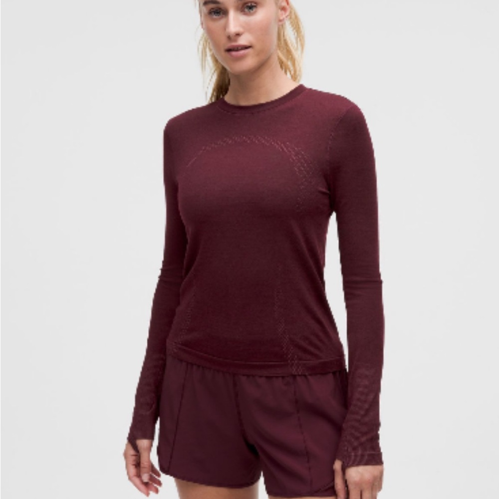 Lululemon Athletica Swiftly Garnet Long Sleeve Top Waist Length